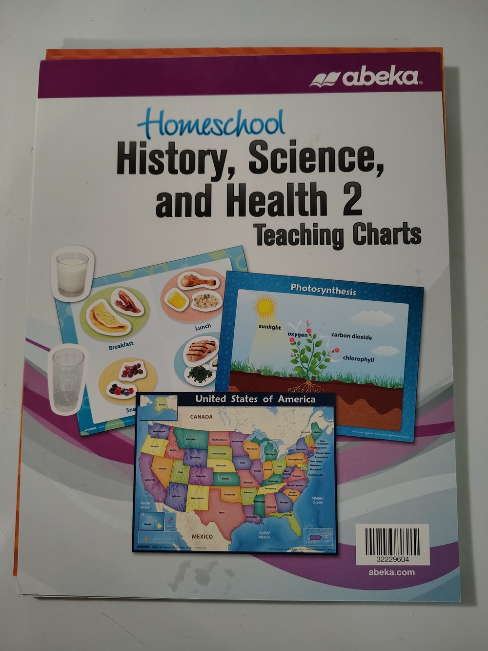 Abeka Homeschool History, Science, and Health 2 Teaching Charts - White/Purple